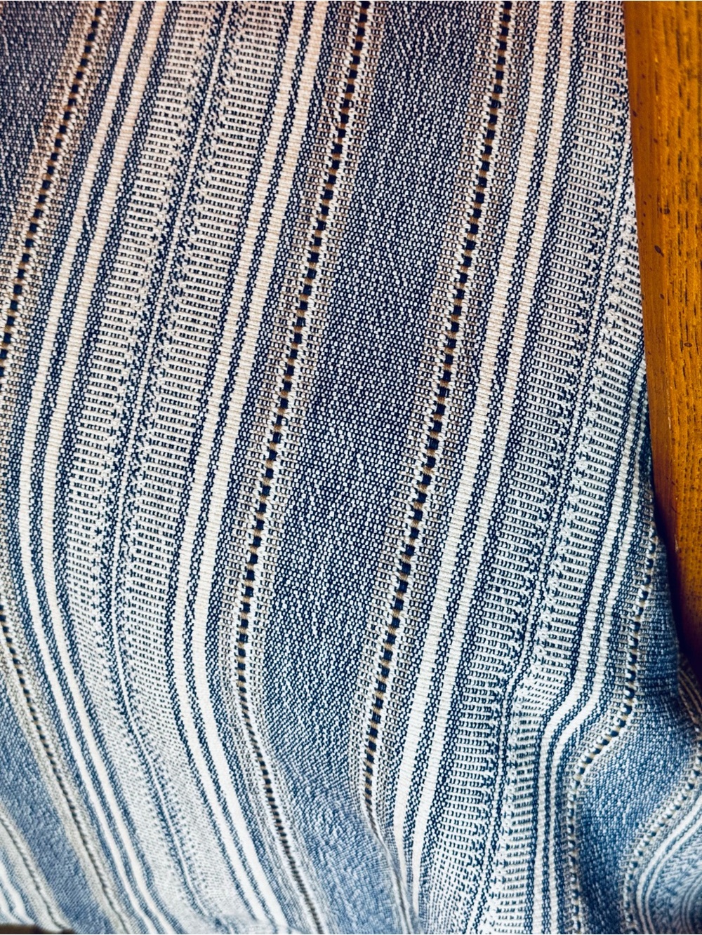 Vintage Pier 1 Imports Boho Woven Bedspread/Blanket 101x 90 Navy&Cream India
